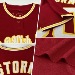 Custom Jersey White-Gold Crimson Authentic Baseball Custom Jersey White-Gold Crimson Authentic Baseball