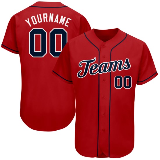 Red Jersey Baseball Authentic Custom Navy-White Red Jersey Baseball Authentic Custom Navy-White
