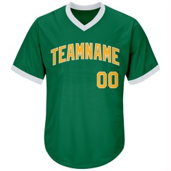 Jersey Shirt Throwback Custom Rib-Knit Kelly Baseball Green Authentic Gold-White Jersey Shirt Throwback Custom Rib-Knit Kelly Baseball Green Authentic Gold-White