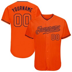 Orange Authentic Baseball Jersey Custom Orange-Navy