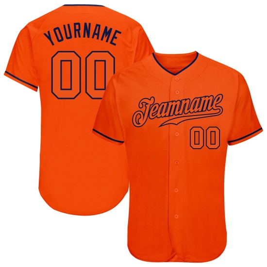 Orange Authentic Baseball Jersey Custom Orange-Navy Orange Authentic Baseball Jersey Custom Orange-Navy