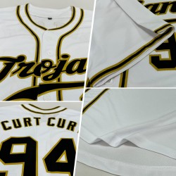 Custom White Black-Old Gold Authentic Baseball Jersey