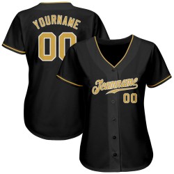 Custom Black Old Gold-White Authentic Baseball Jersey Custom Black Old Gold-White Authentic Baseball Jersey