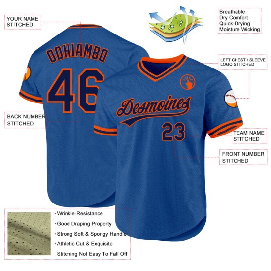 Throwback Blue Custom Jersey Authentic Navy-Orange Baseball Throwback Blue Custom Jersey Authentic Navy-Orange Baseball