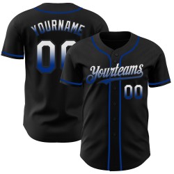 Baseball Authentic Fade Custom Fashion Black White-Royal Jersey