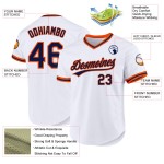 Jersey Throwback Baseball White Custom Navy-Orange Authentic Jersey Throwback Baseball White Custom Navy-Orange Authentic