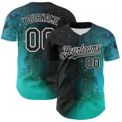 Galaxy Design 3D Black Psychedelic Space Star Pattern Custom Jersey Rave Authentic Baseball White