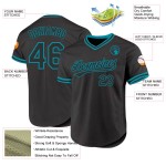 Black Custom Throwback Teal Baseball Authentic Jersey Black Custom Throwback Teal Baseball Authentic Jersey