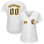 Jersey Brown Authentic Brown-Gold Pinstripe Baseball Custom White Jersey Brown Authentic Brown-Gold Pinstripe Baseball Custom White