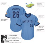 Baseball Shirt Navy Light Authentic Blue Jersey Custom Rib-Knit Throwback Baseball Shirt Navy Light Authentic Blue Jersey Custom Rib-Knit Throwback