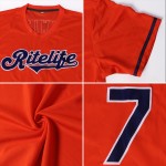 Orange Rib-Knit Shirt Black-White Custom Throwback Baseball Jersey Authentic Orange Rib-Knit Shirt Black-White Custom Throwback Baseball Jersey Authentic