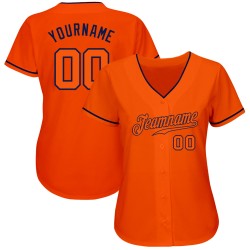 Orange Authentic Baseball Jersey Custom Orange-Navy Orange Authentic Baseball Jersey Custom Orange-Navy