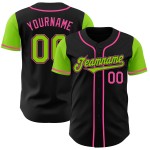Black Two Jersey Tone Baseball Neon Custom Authentic Green-Pink Black Two Jersey Tone Baseball Neon Custom Authentic Green-Pink