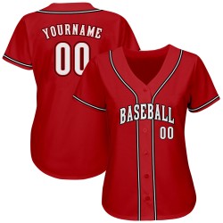 Custom Red White-Black Authentic Baseball Jersey Custom Red White-Black Authentic Baseball Jersey