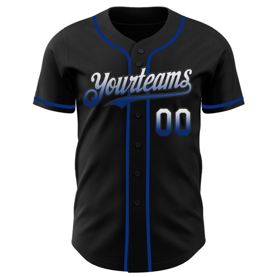 Baseball Authentic Fade Custom Fashion Black White-Royal Jersey Baseball Authentic Fade Custom Fashion Black White-Royal Jersey