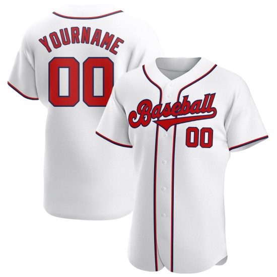 White Red-Navy Custom Jersey Baseball Authentic White Red-Navy Custom Jersey Baseball Authentic
