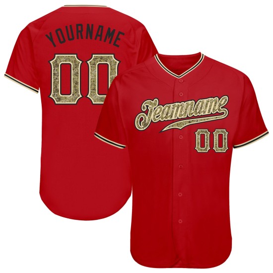 Red Jersey Camo-Black Authentic Custom Baseball Red Jersey Camo-Black Authentic Custom Baseball