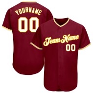 Custom Jersey White-Gold Crimson Authentic Baseball