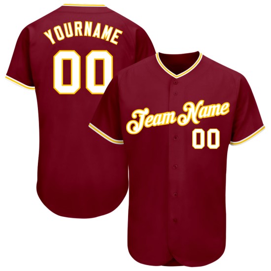 Custom Jersey White-Gold Crimson Authentic Baseball Custom Jersey White-Gold Crimson Authentic Baseball