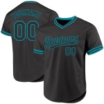 Black Custom Throwback Teal Baseball Authentic Jersey Black Custom Throwback Teal Baseball Authentic Jersey