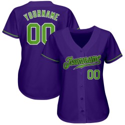 Custom Purple Neon Green-White Authentic Baseball Jersey Custom Purple Neon Green-White Authentic Baseball Jersey