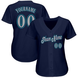 Navy Baseball Authentic Gray-Teal Custom Jersey Navy Baseball Authentic Gray-Teal Custom Jersey