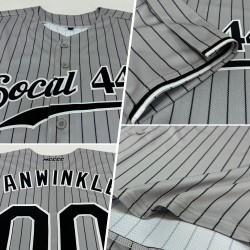 Custom Gray Black Pinstripe Black-White Authentic Baseball Jersey