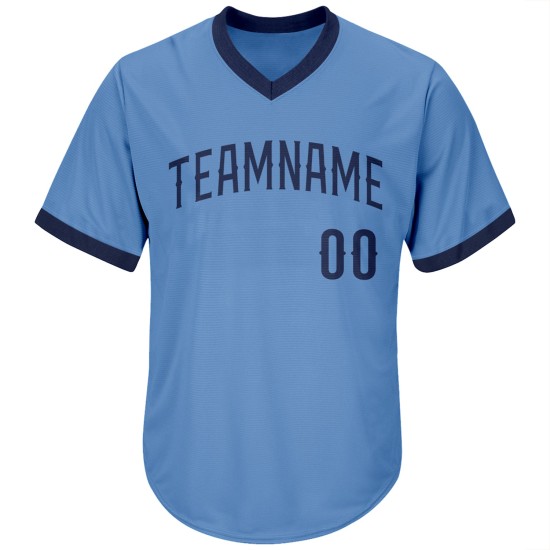 Baseball Shirt Navy Light Authentic Blue Jersey Custom Rib-Knit Throwback Baseball Shirt Navy Light Authentic Blue Jersey Custom Rib-Knit Throwback