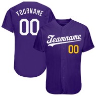 Baseball Jersey Purple Custom Authentic White-Gold