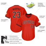 Orange Rib-Knit Shirt Black-White Custom Throwback Baseball Jersey Authentic Orange Rib-Knit Shirt Black-White Custom Throwback Baseball Jersey Authentic