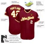 Custom Jersey White-Gold Crimson Authentic Baseball Custom Jersey White-Gold Crimson Authentic Baseball