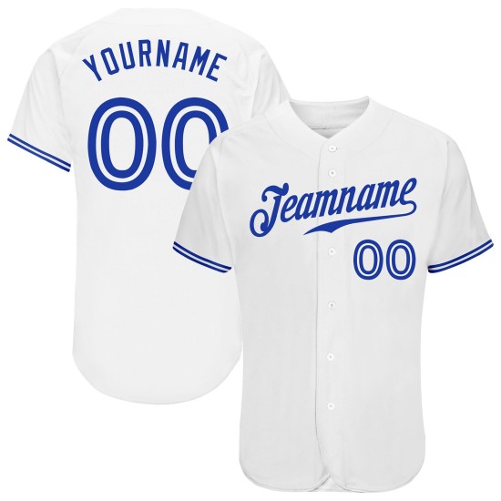 White Authentic Royal Baseball Jersey Custom White Authentic Royal Baseball Jersey Custom