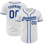 Custom Royal-Silver Authentic White Jersey Baseball Custom Royal-Silver Authentic White Jersey Baseball