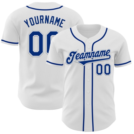 Custom Royal-Silver Authentic White Jersey Baseball Custom Royal-Silver Authentic White Jersey Baseball