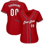 Custom Jersey Authentic White-Black Red Baseball Custom Jersey Authentic White-Black Red Baseball