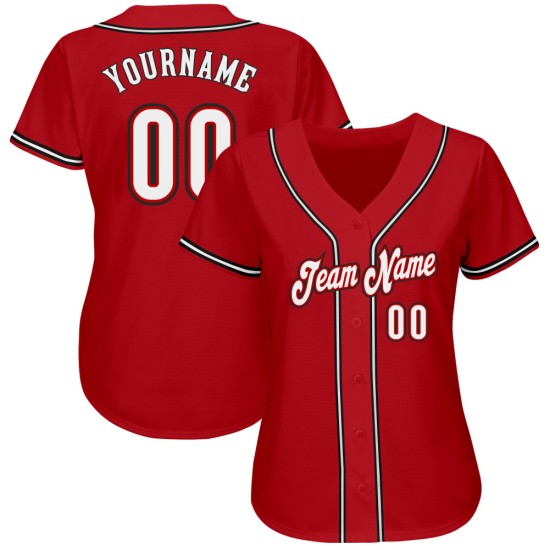 Custom Jersey Authentic White-Black Red Baseball Custom Jersey Authentic White-Black Red Baseball