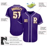 White-Gold Authentic Custom Purple Baseball Jersey White-Gold Authentic Custom Purple Baseball Jersey