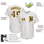 Jersey Brown Authentic Brown-Gold Pinstripe Baseball Custom White Jersey Brown Authentic Brown-Gold Pinstripe Baseball Custom White