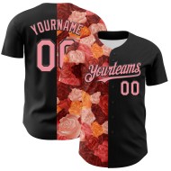 Ambartive Pink Pattern Custom Rose Jersey Authentic 3D Black Baseball Medium