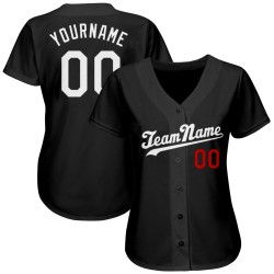 Custom Black White-Red Authentic Baseball Jersey Custom Black White-Red Authentic Baseball Jersey