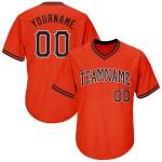 Orange Rib-Knit Shirt Black-White Custom Throwback Baseball Jersey Authentic Orange Rib-Knit Shirt Black-White Custom Throwback Baseball Jersey Authentic