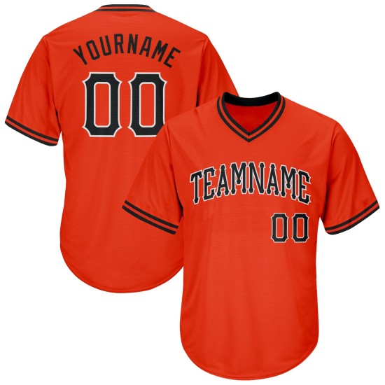 Orange Rib-Knit Shirt Black-White Custom Throwback Baseball Jersey Authentic Orange Rib-Knit Shirt Black-White Custom Throwback Baseball Jersey Authentic