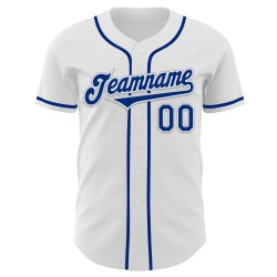 Custom Royal-Silver Authentic White Jersey Baseball Custom Royal-Silver Authentic White Jersey Baseball