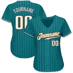 Baseball Gold White-Old Jersey White Custom Teal Authentic Pinstripe Baseball Gold White-Old Jersey White Custom Teal Authentic Pinstripe