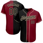 Black-Cream Split Fashion Crimson Custom Baseball Authentic Jersey Black-Cream Split Fashion Crimson Custom Baseball Authentic Jersey