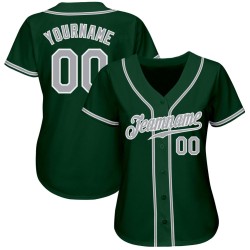 Custom Green Gray-White Authentic Baseball Jersey Custom Green Gray-White Authentic Baseball Jersey
