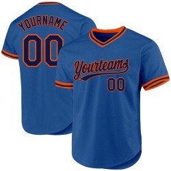 Throwback Blue Custom Jersey Authentic Navy-Orange Baseball
