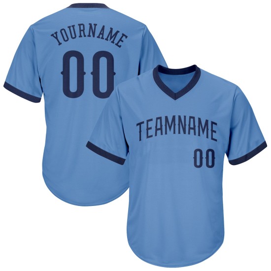 Baseball Shirt Navy Light Authentic Blue Jersey Custom Rib-Knit Throwback Baseball Shirt Navy Light Authentic Blue Jersey Custom Rib-Knit Throwback