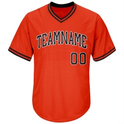 Orange Rib-Knit Shirt Black-White Custom Throwback Baseball Jersey Authentic Orange Rib-Knit Shirt Black-White Custom Throwback Baseball Jersey Authentic