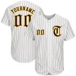 Jersey Brown Authentic Brown-Gold Pinstripe Baseball Custom White Jersey Brown Authentic Brown-Gold Pinstripe Baseball Custom White